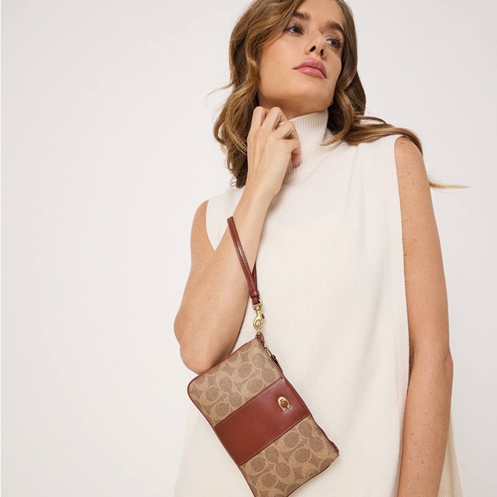 Signature Brown Wristlet by Coach